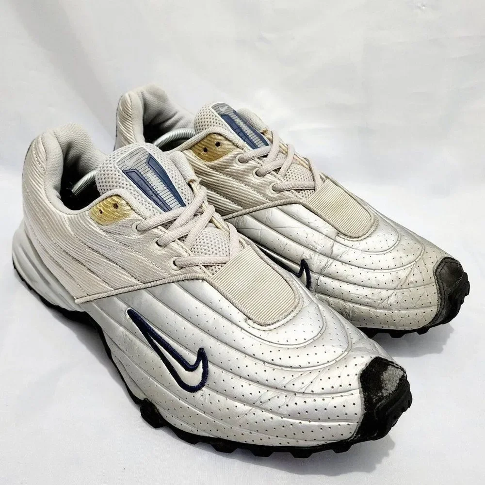 Nike World Air Mansa Vintage Shoes Metallic Silver Rare 303987-002 Men's Size 13